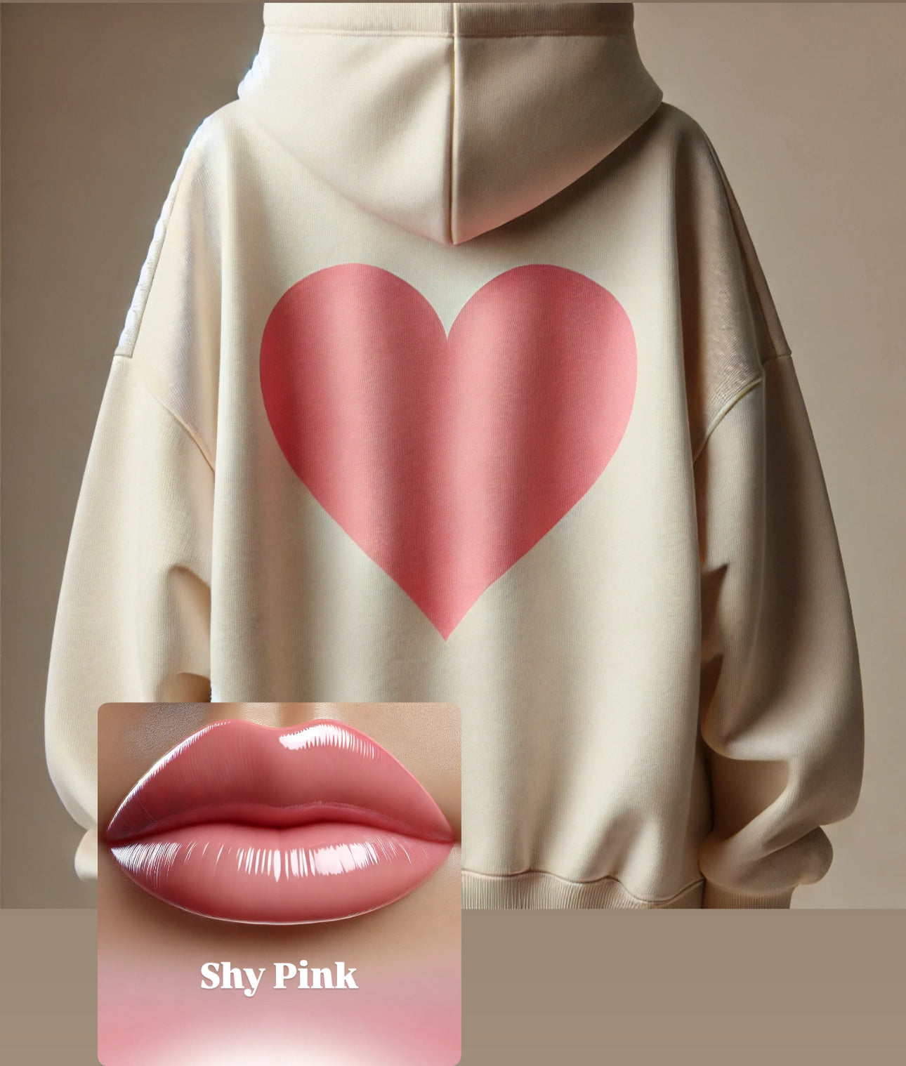 Valentine’s Shy Pink Hoodie , Matching Lip Gloss