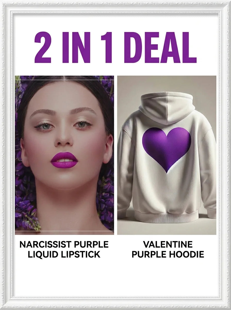 Sudadera con capucha morada y paquete de belleza de edición limitada para San Valentín