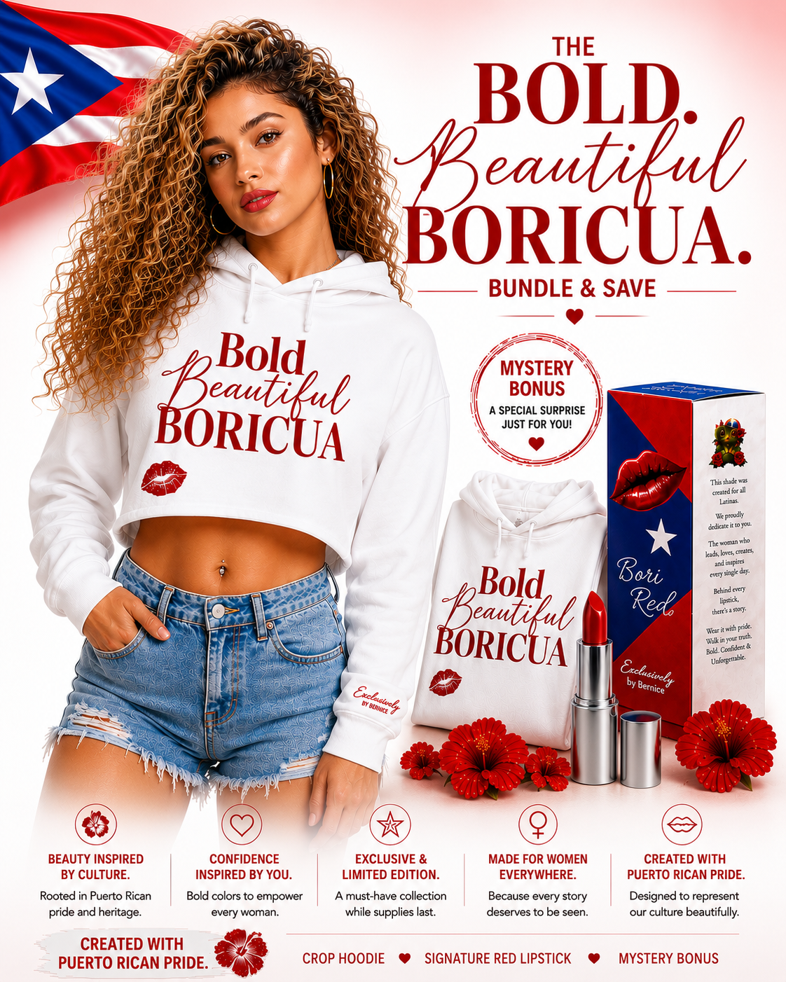 Puerto Rican Bori Red Hoodie Bundle