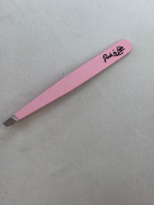 Pink is Life – Precision Slant Tip Tweezers for Eyebrow & Facial Hair Removal – Professional Grade – Pink & Black Colors