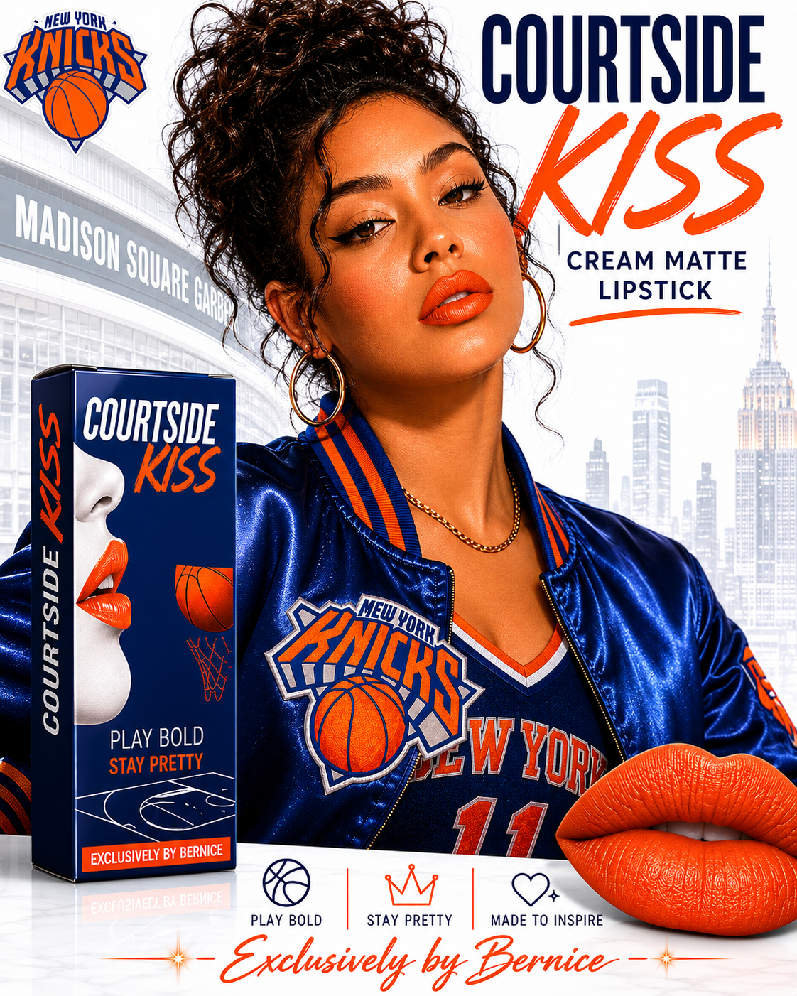 COURTSIDE KISS CREAME LIPSTICK 🏀💙🧡