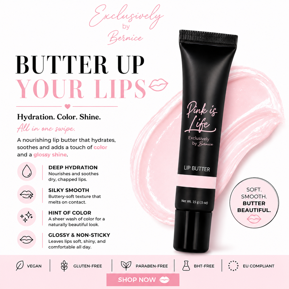 Pink Butter Kiss Exclusively by Bernice