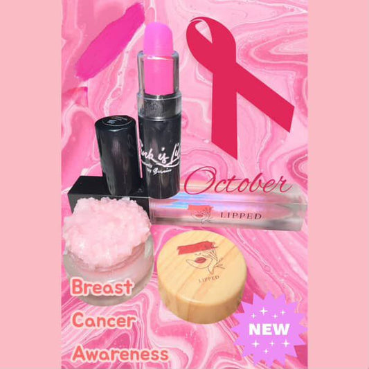 Pink Lip Care Kit for Breast Cancer Awareness – Moisturizing Lip Balm, Exfoliating Lip Scrub & Long-Lasting Lipstick | October Special by Lipped
