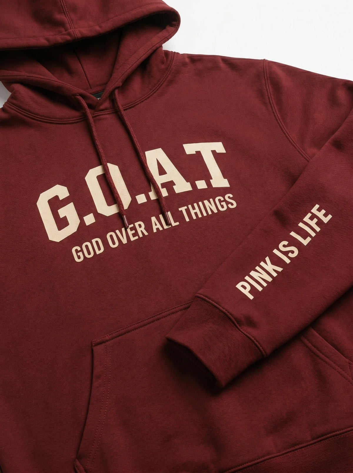Faith In Every Thread | G.O.A.T | GOD OVER ALL THINGS | WINE PULLOVER HOODIE