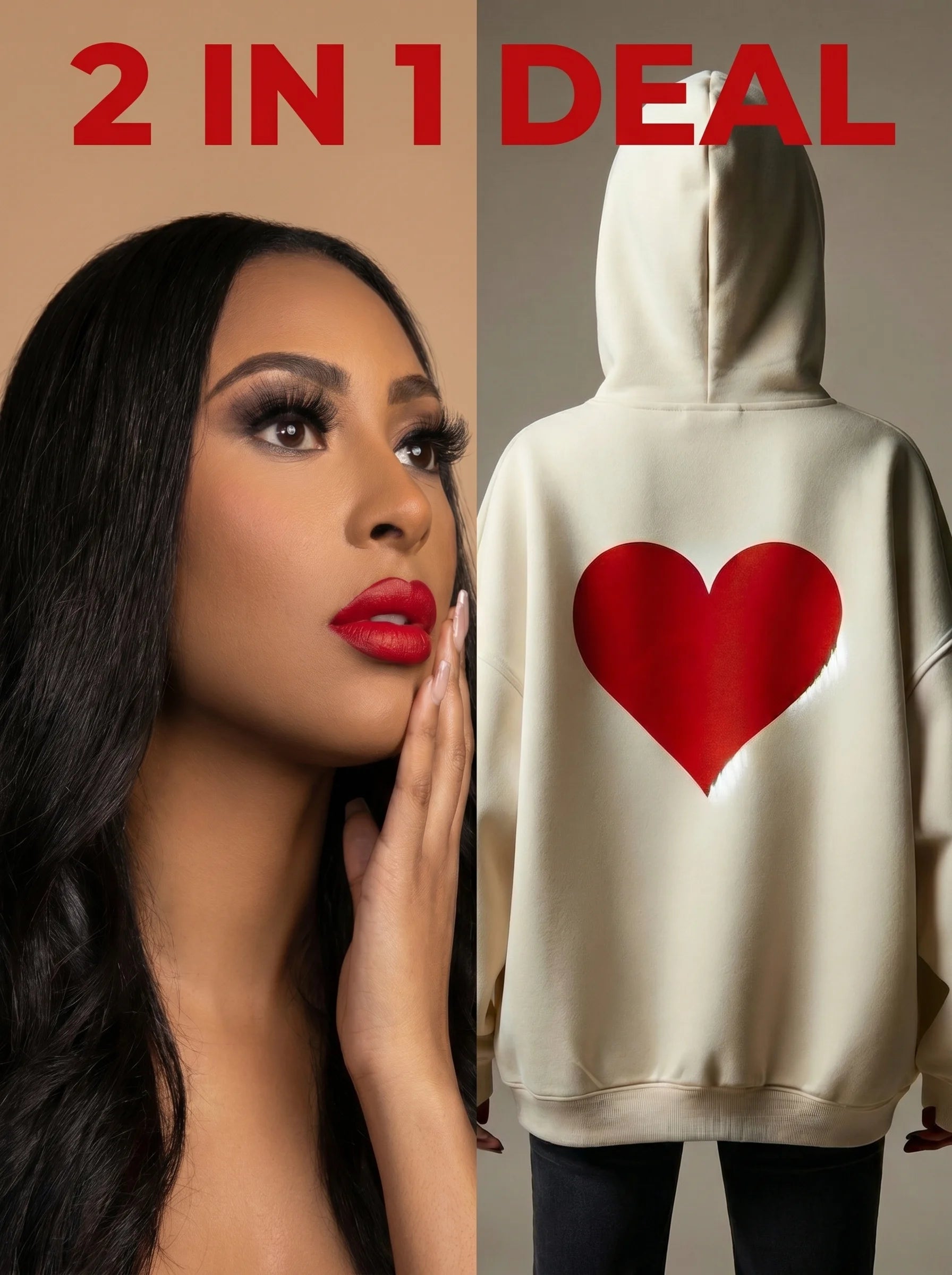 Valentine’s Hoodie - Destiny Red with Matching Matte Lipstick