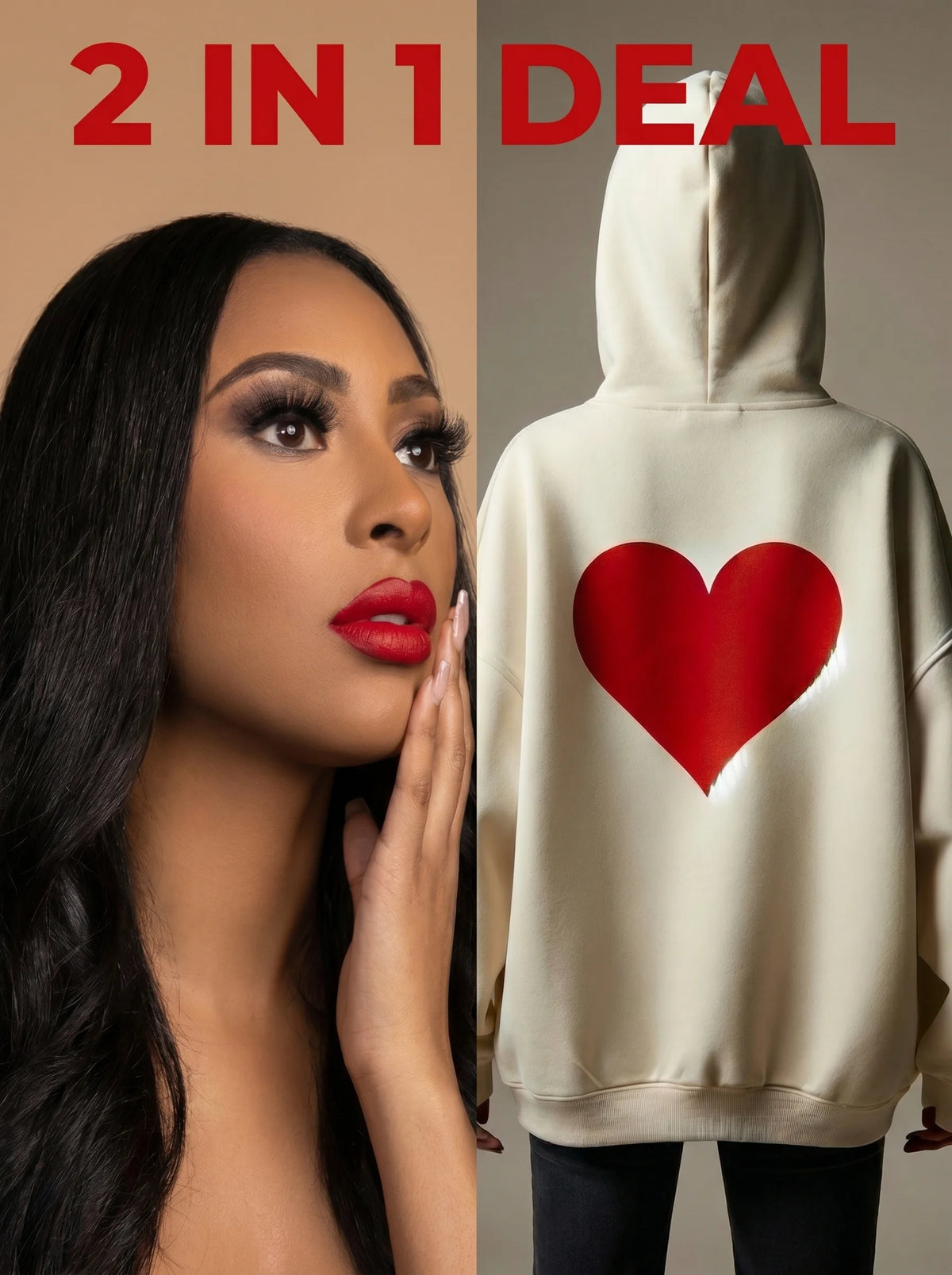 Valentine’s Hoodie - Destiny Red with Matching Matte Lipstick