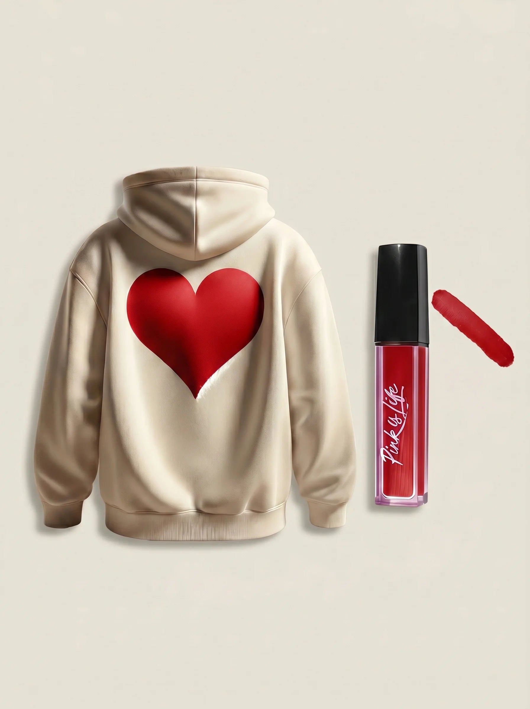 Valentine’s Hoodie - Destiny Red with Matching Matte Lipstick