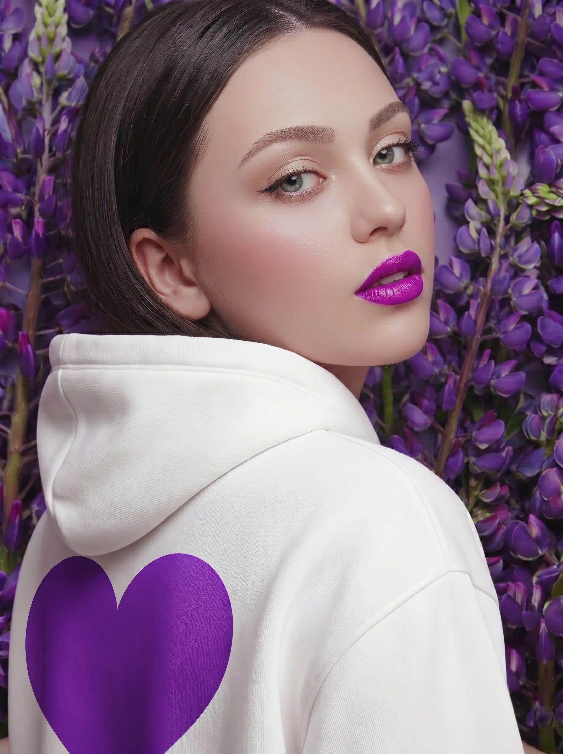 Sudadera con capucha morada y paquete de belleza de edición limitada para San Valentín