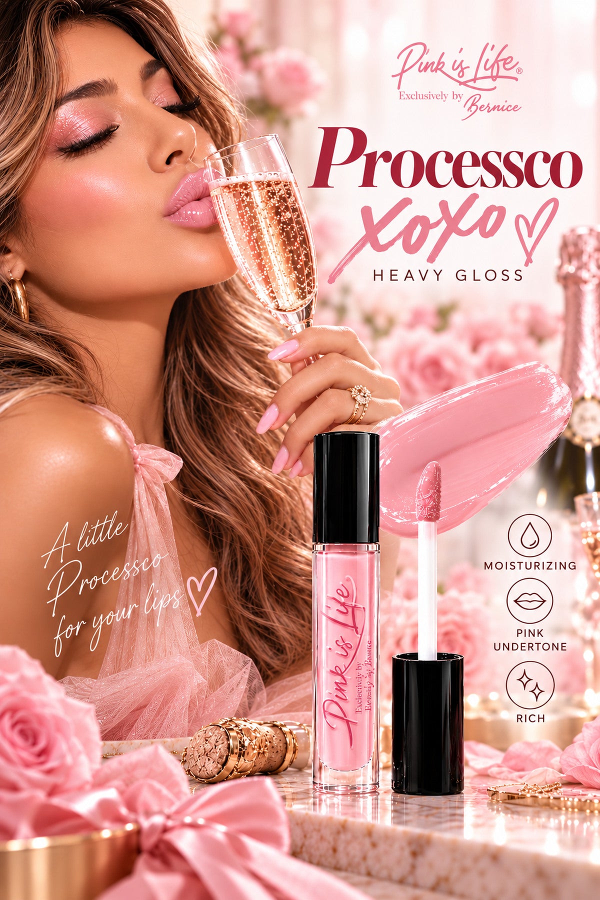 Brillo labial rosa tímido